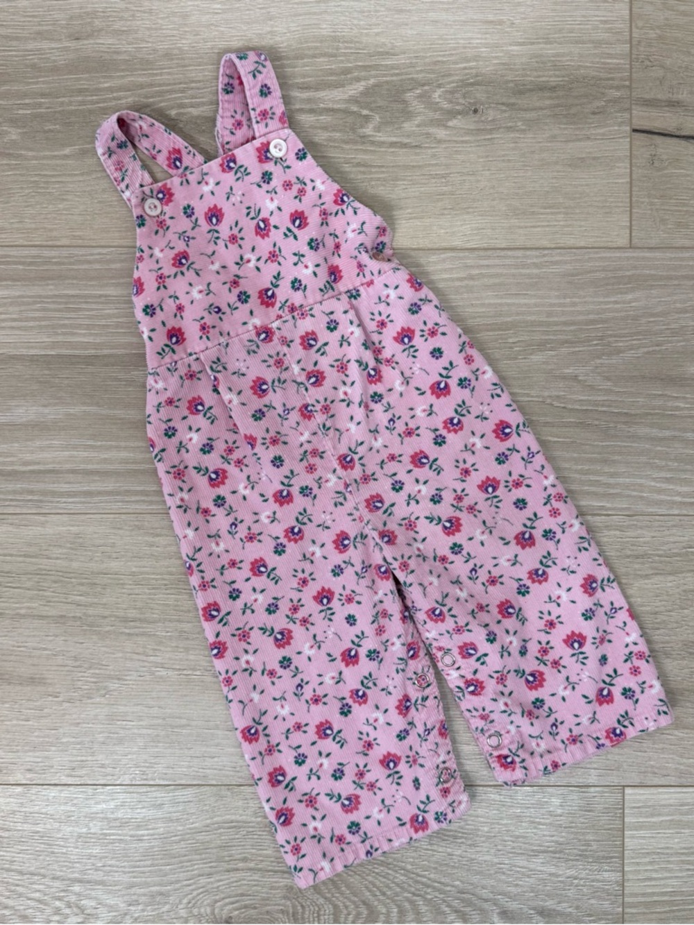 Toddletime JCPenny Vintage Floral Corduroy Overalls